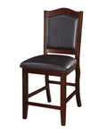 Poundex F1346 Set of 2 dark espresso finish wood and black faux leather counter height bar chairs