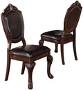 Poundex F1395 Set of 2 kathryn ii dark brown finish wood side chairs with vinyl seats