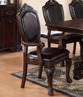 Poundex F1396 Set of 2 kathryn ii dark brown finish wood arm chairs with vinyl seats