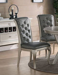 F1540 Set of 2 City lights wila arlo rohan antique silver finish wood dining chairs