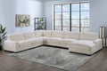 Poundex F158 6 pc beige wide welt cordury fabric upholstered modular sectional sofa with chaise