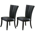 Poundex F1591 Set of 2 Southern madris II black faux leather tufted back dining chairs