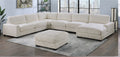 Poundex F161 7 pc beige wide welt corduroy fabric modular sectional sofa chaise and ottoman