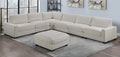 Poundex F162 7 pc beige wide welt corduroy fabric modular sectional sofa and ottoman