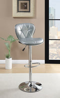 Poundex F1623 Set of 2 kossini contemporary style silver diamond pattern faux leather adjustable swivel bar stool
