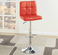 Poundex F1640 Set of 2 kossini contemporary style red grid pattern faux leather adjustable swivel bar stool