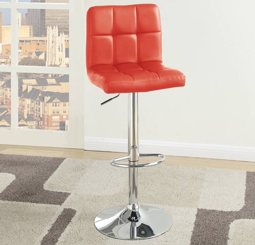 Poundex F1640 Set of 2 kossini contemporary style red grid pattern faux leather adjustable swivel bar stool