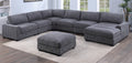 Poundex F166 7 pc grey wide welt corduroy fabric modular sectional sofa chaise and ottoman