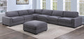 Poundex F167 7 pc grey wide welt corduroy fabric modular sectional sofa and ottoman