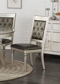 F1705 Set of 2 Rohan antique silver finish wood dining chairs