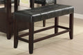 Poundex F1755 Arenth espresso finish wood black faux leather tufted top counter height dining table bench seat