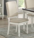 Poundex F1766 Set of 2 Drake whitie finish wood dining chairs nail head trim