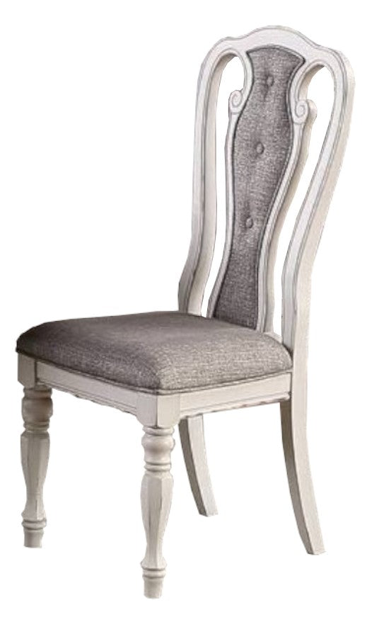 Poundex F1825 Set of 2 Gray barn rooney kayley antique white dining chairs tufted backs