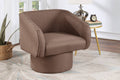 Poundex F1907 Light coffee linen like fabric rounded back swivel club chair Latitude run