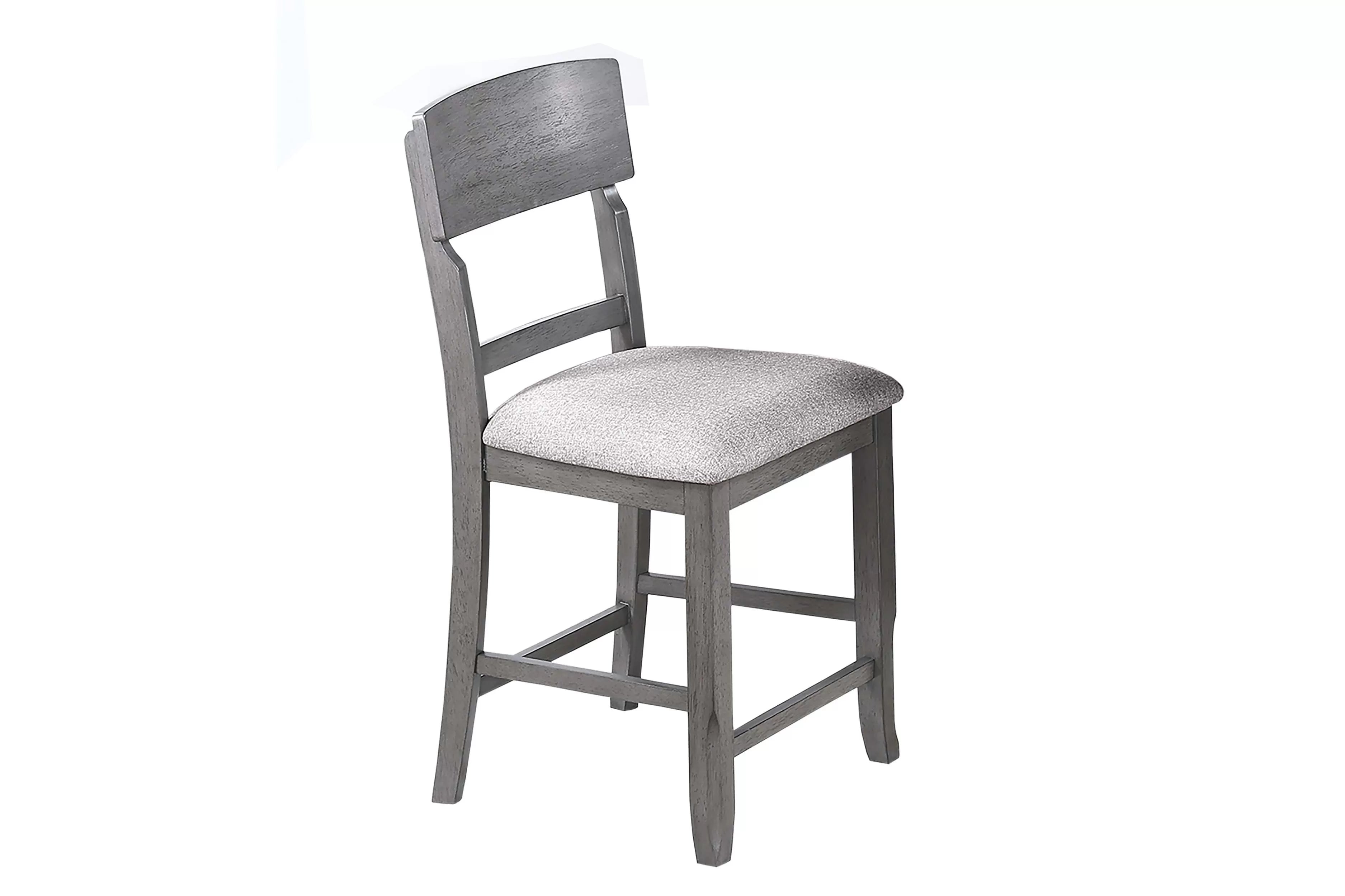 Poundex Set of 2 Antique Grey Ladder-Back Upholstered Counter Height Dining Side Chairs – F1931