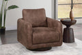 Poundex F1939 Walnut leather like fabric swivel square back accent chair