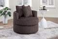 Poundex F1941 Chocolate fur like corduroy fabric swivel barrel back accent chair