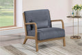 Poundex F1949 Dark grey corduroy fabric accent chair with wood arms and legs