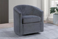 Poundex F1951 Dark grey corduroy fabric swivel barrel back accent chair