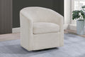 Poundex F1952 Beige corduroy fabric swivel barrel back accent chair