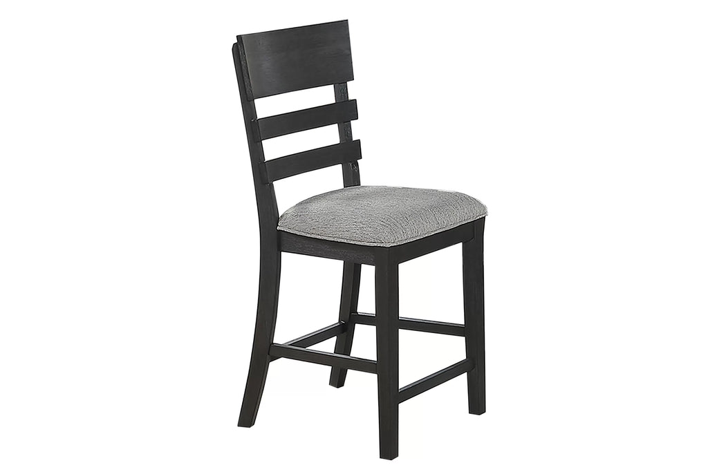 Poundex F2711-1956 5 pc Charcoal black finish wood 54" Round counter height dining table set lazy susan