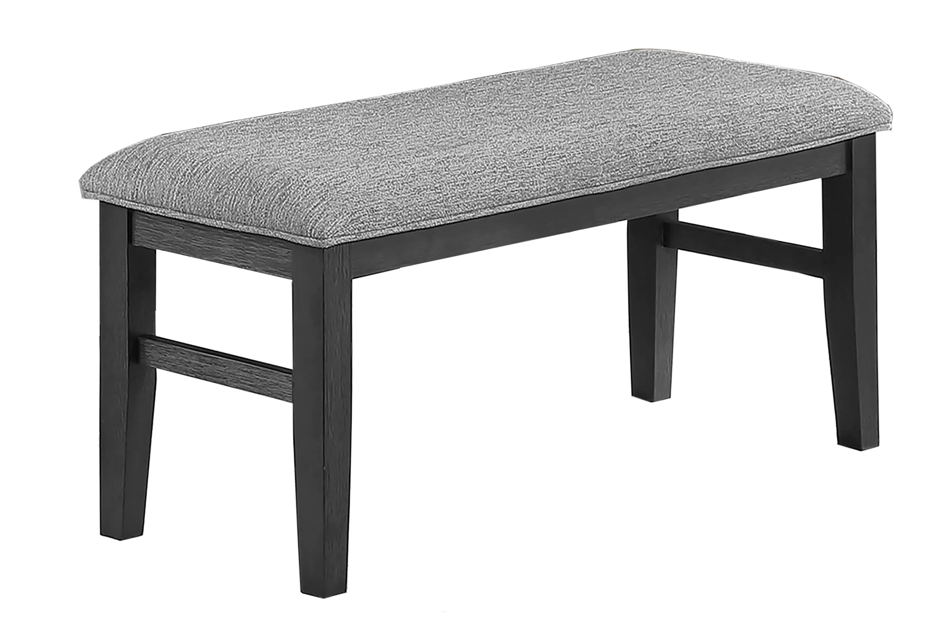Poundex F2710-1955-57 6 pc Charcoal black finish wood dining table set with bench
