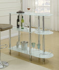 Poundex F2120 3 tier moderna II white glass and chrome metal bar table with glass racks