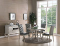 F2150-1540 5 pc silvery tone finish wood round dining table set Adele hornfels ii