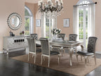 Poundex F2151-1540 7 pc silvery tone finish wood dining table set Adele maddison ii