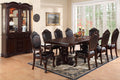 Poundex F2182-1395-1396 7 pc kathryn ii dark brown finish wood double pedestal dining table set with vinyl seats