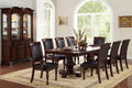 Poundex F2182-1729-1730 7 pc kathryn ii dark brown finish wood double pedestal dining table set with vinyl seats