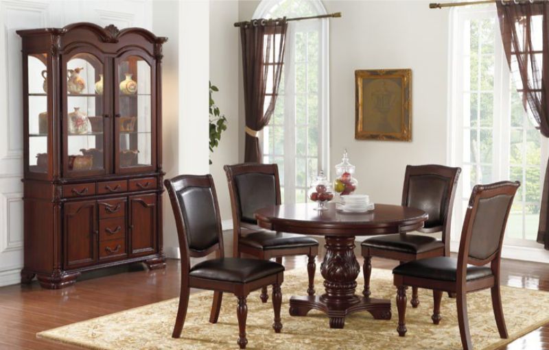 Poundex F2187-1729 5 pc dark brown finish wood round dining table set kathryn coleman