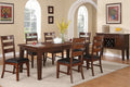 Poundex F2207-1283 7 pc antique walnut finish wood dining table set with leaf