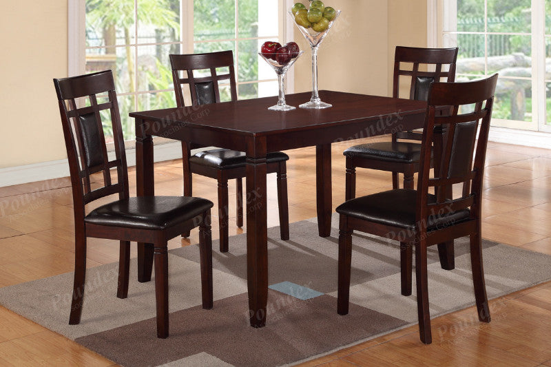 Poundex F2232 5 pc Marlin dark brown finish wood dining table set