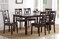 Poundex F2294 7 pc bridget ii espresso finish wood dining table set grid pattern back padded seats