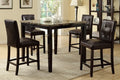 5-Piece Square Faux Marble Espresso Counter Height Dining Set with Faux Leather Chairs – F2339-1144
