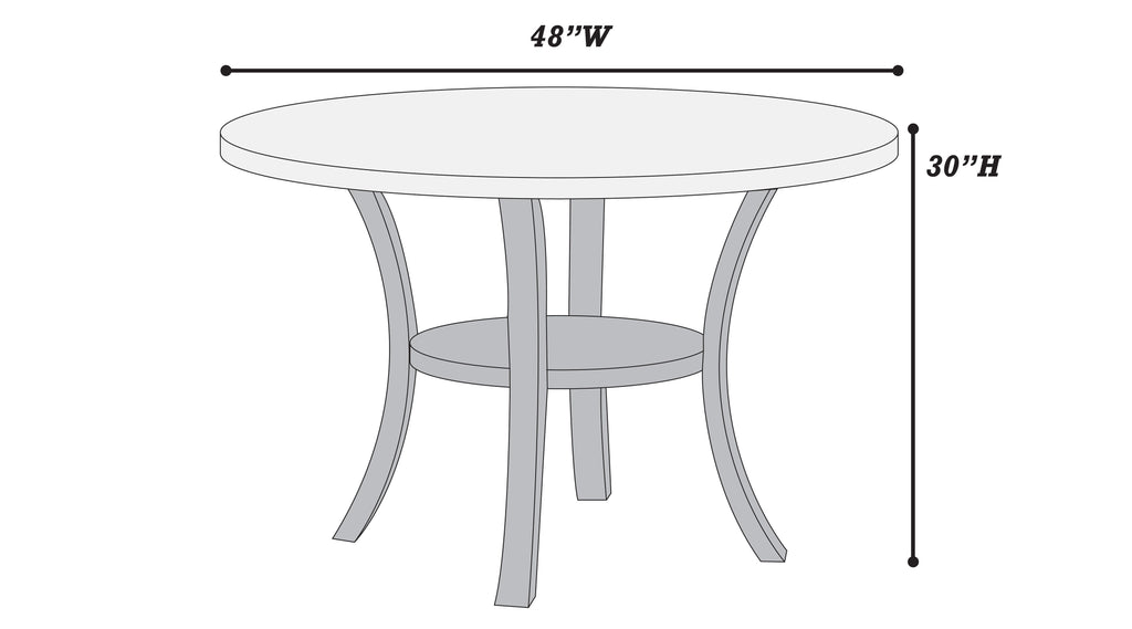 Poundex F2413-1898 5 pc two tone white and black finish wood 48" round dining table set