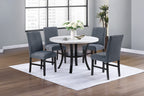 Poundex F2413-1898 5 pc two tone white and black finish wood 48" round dining table set