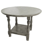 Poundex F2427-1924 5 pc Distressed wash finish wood 54" round counter height dining table set with turned legs