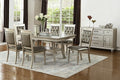 Poundex F2430-1705 7 pc silverstry silver tone finish wood dining table set with glass top