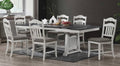 Poundex F2523-1798 7 pc Cottage country two tone off white and dark finish wood dining table set