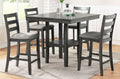 Poundex F2552 5 pc Wildon studio gray finish wood and fabric counter height dining table set