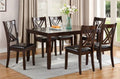 Poundex F2554 7 pc Hester blanc espresso finish wood rectangular dining table set