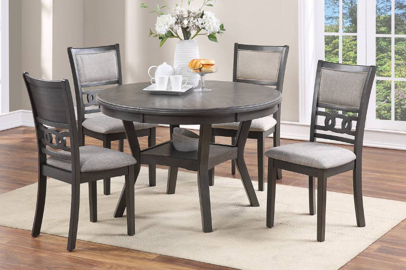 Poundex F2564-1812 5 pc grey finish wood 47" round dining table set Wildon home studio