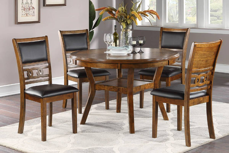 Poundex F2565-1813 5 pc walnut finish wood 47" round dining table set Wildon home studio