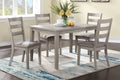 Poundex F2602 5 pc bridget ii grey finish wood dining table set padded seat chairs