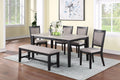 Poundex F2607 6 pc bridget ii two tone finish wood dining table set padded seat chairs and bench