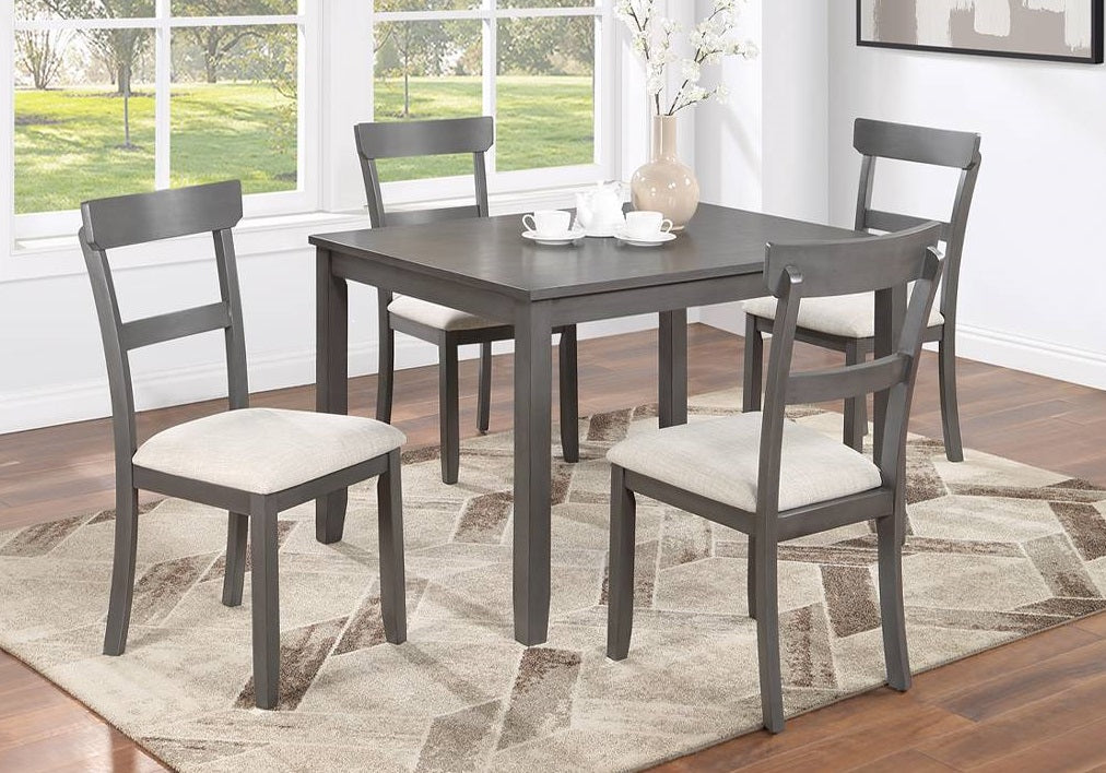Poundex F2621 5 pc gray finish wood rectangular dining table set