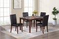 Poundex F2630 5 pc brown finish wood faux marble top rectangular dining table set