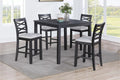 Poundex F2636 5 pc charcoal finish wood counter height 42" square dining table set